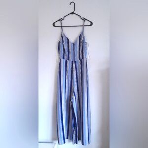 Blue stripe jumpsuit, size XS
